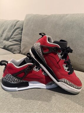 Jordan Spizike Red/Black Cement Grey Sneakers Size 6Y